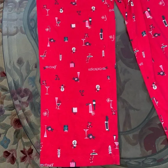 Super cute red pajamas y2k comfy sleepwear pants Christmas Santa night bottoms - Picture 2 of 7